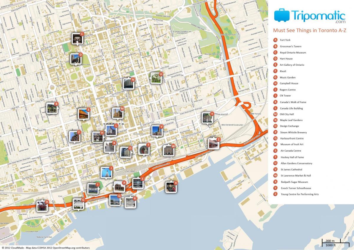 Karte von Toronto Sehenswürdigkeiten
