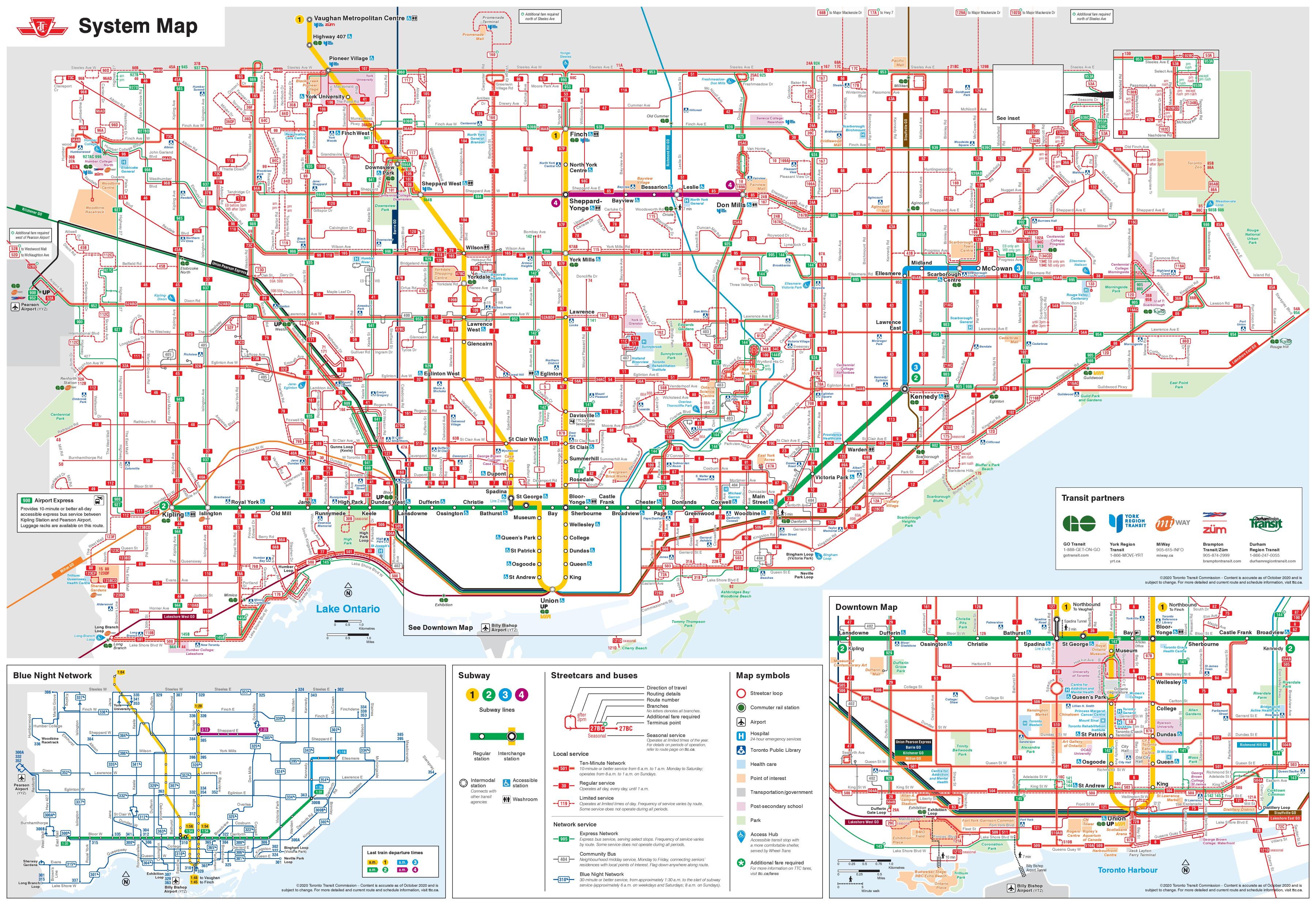 Toronto-bus-Karte - Ttc-bus-Karte von Toronto (Kanada)