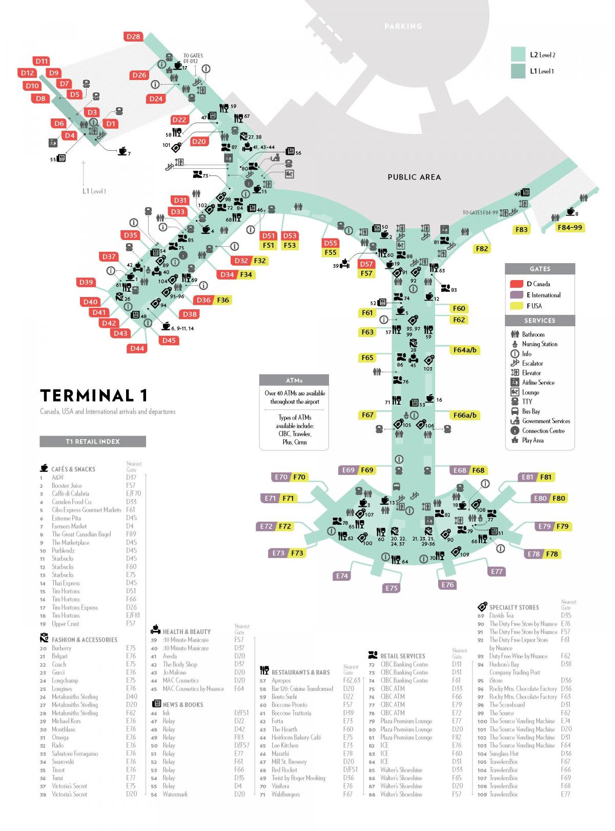 Karte von yyz terminal 1 Karte